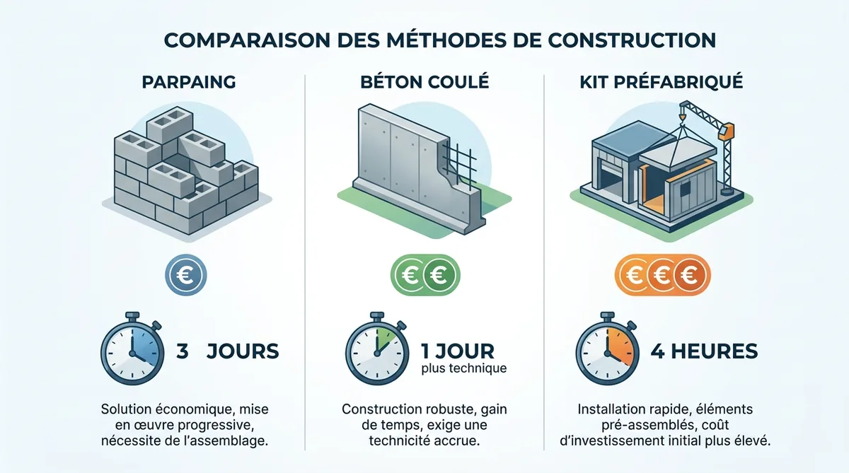 Comparatif visuel escalier parpaing béton coulé kit préfabriqué