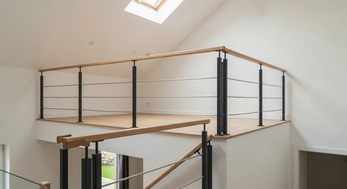 Mesure hauteur garde-corps 1 mètre norme NF sur mezzanine