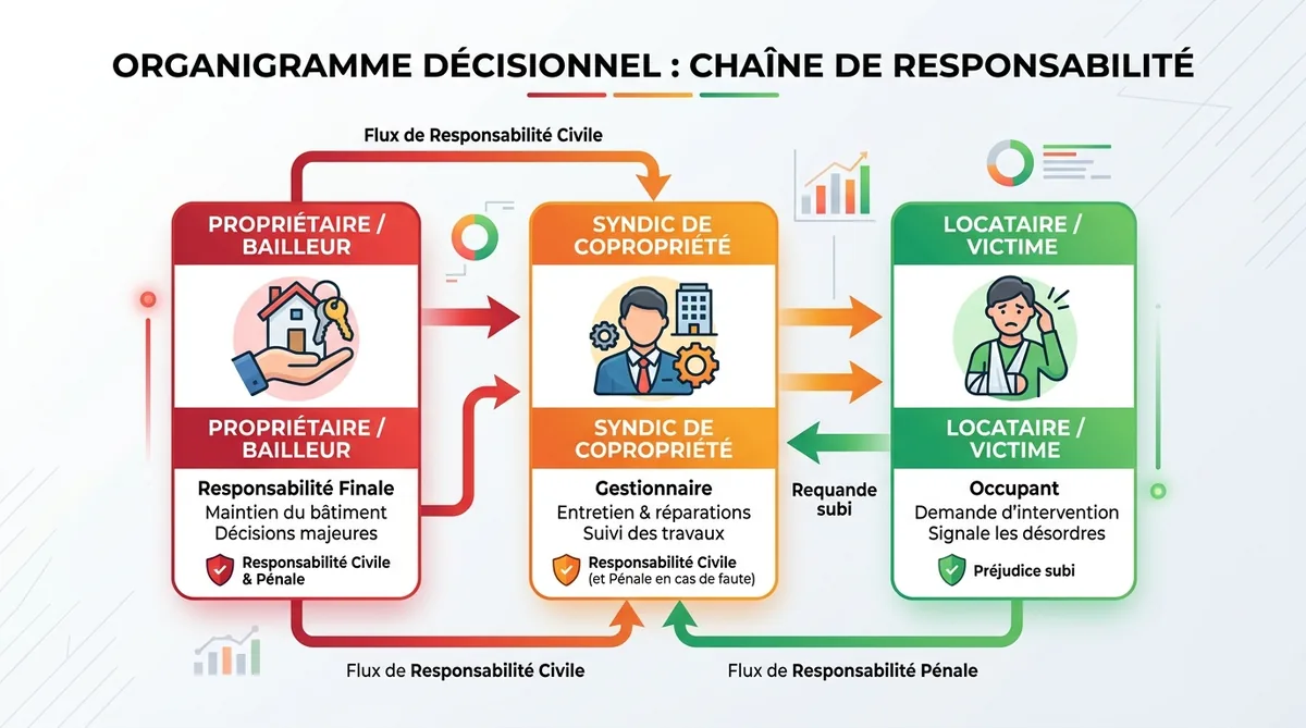Organigramme responsabilités juridiques garde-corps propriétaire syndic locataire