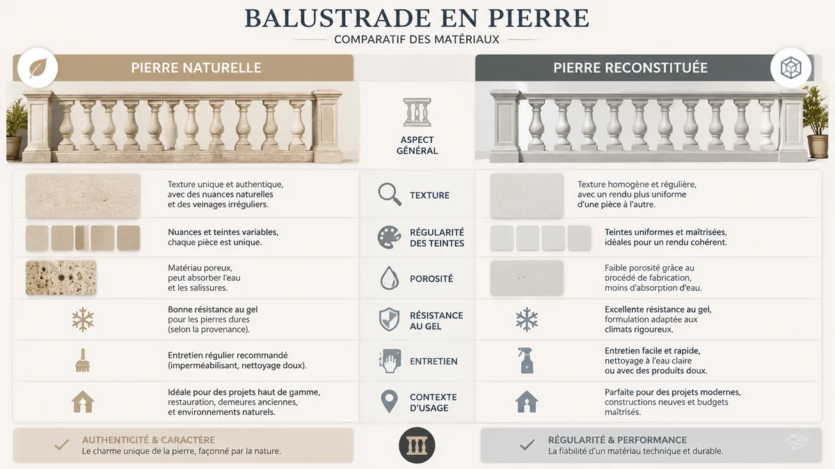 Comparatif visuel pierre naturelle et pierre reconstituée