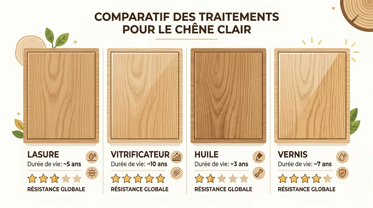 Comparatif visuel lasure vitrificateur huile vernis sur bois d'escalier