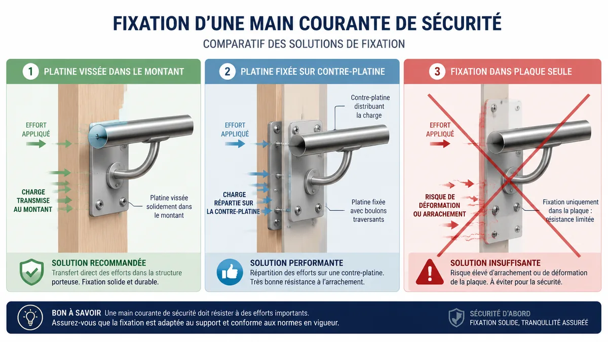 Comparatif des fixations de main courante sur placo