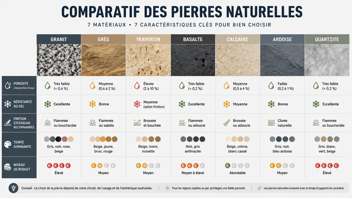 Comparatif des pierres naturelles pour escalier extérieur