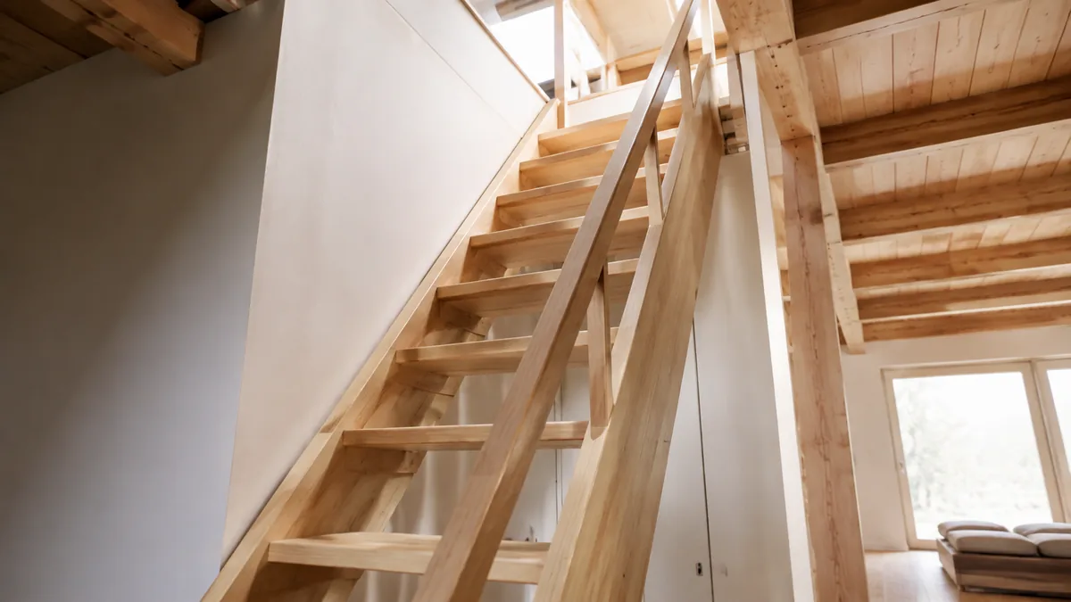 Escalier japonais bois installé mezzanine comble rénovation