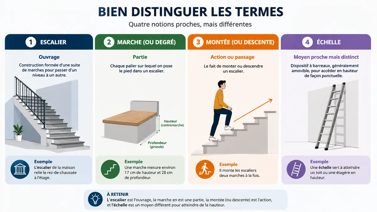 Infographie des synonymes et termes proches d’escalier