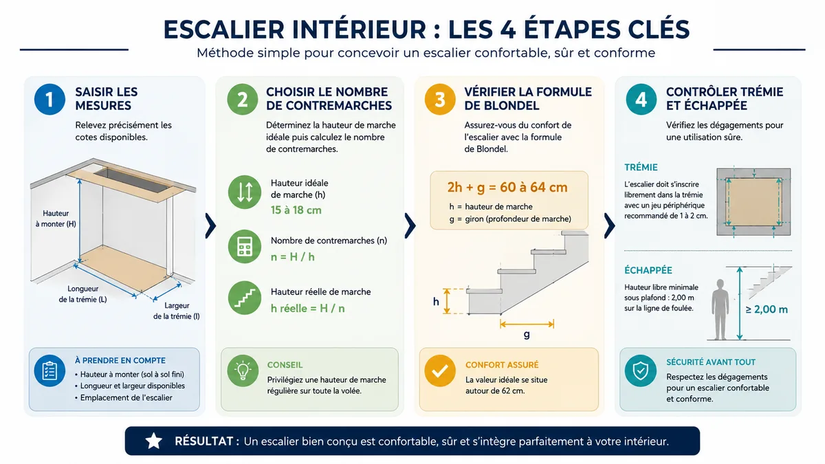 Étapes de validation d'un calcul d'escalier tournant